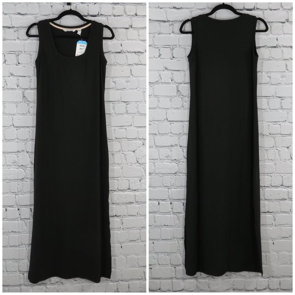 Women's Petite Square Neck Sleeveless Knit Dress - Black - Picture 3 of 5